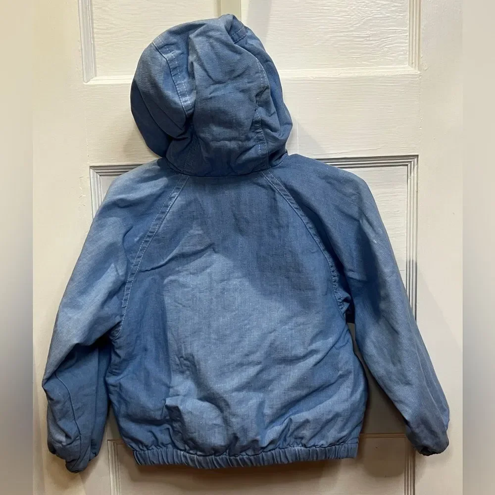 Vintage Carters blue hooded zip-up jacket with a plaid lining Size 4T